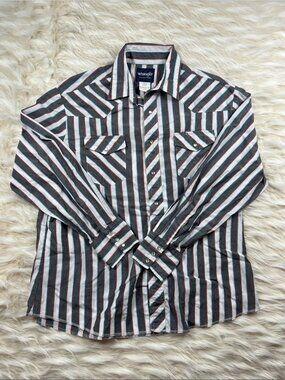 Wrangler Pearl Snap Shirt XL Multi Color Striped